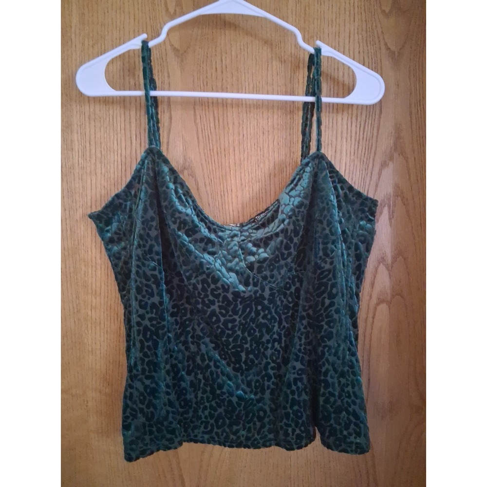 Pretty Little Thing Plus 22 Corset Style Green Leopard Velvet Burnout Top Party